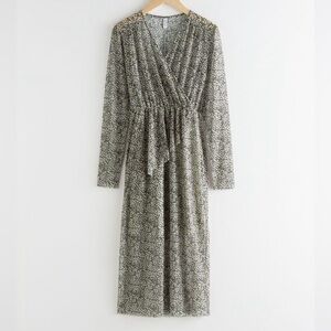 & OTHER STORIES Sheer Floral Midi Ruffle Dress Size 10